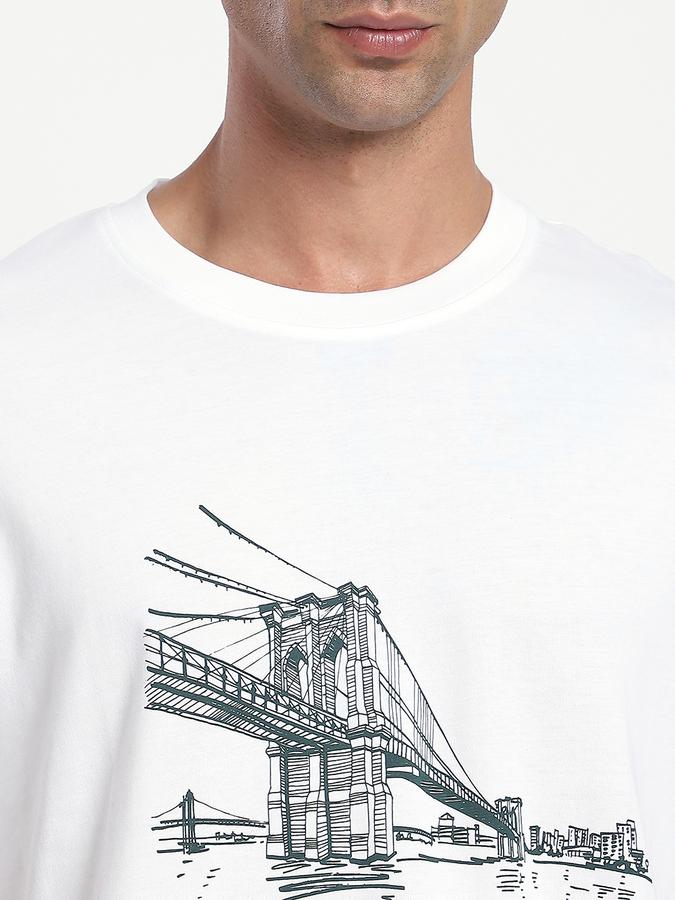 Men Cotton Relaxed Fit Crew Neck Graphic T-shirt