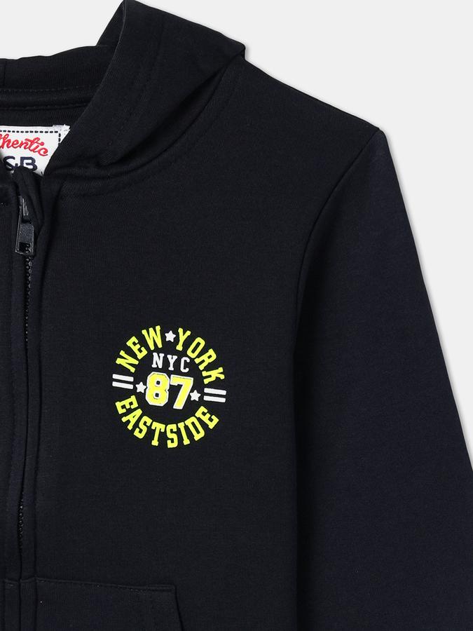 Boys Cotton Hooded Zip Up Graphic Print Jacket