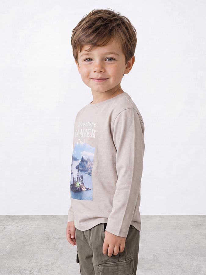 R&B Boys Grey Graphic Print Short Sleeves Tshirt
