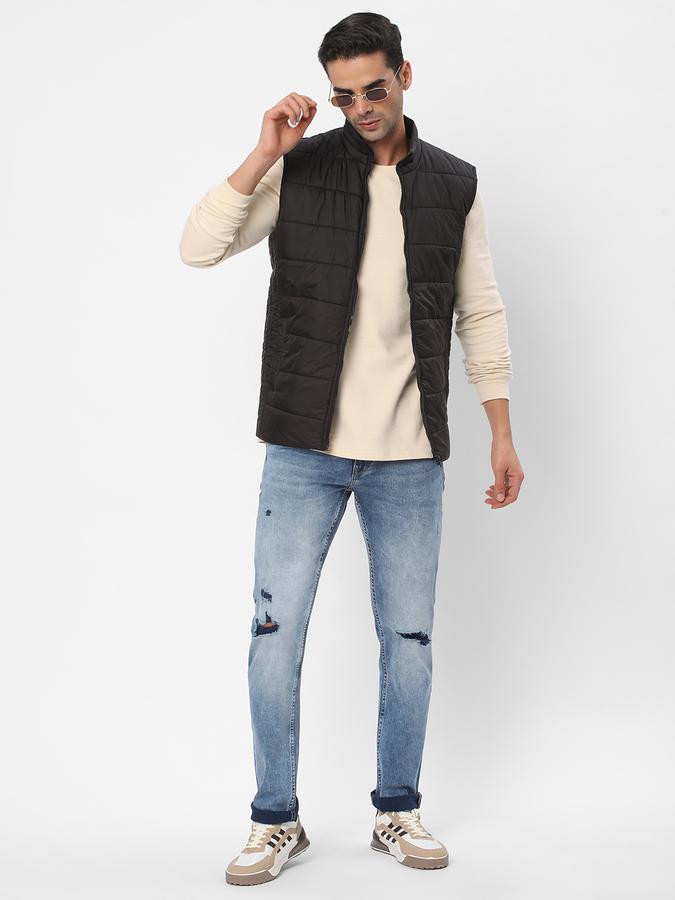 Men Polyester Regular Fit Quilted Jacket