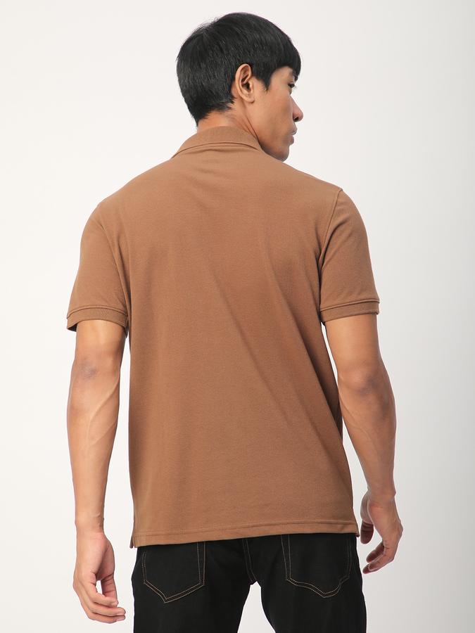 Men Cotton Blend Regular Fit Polo Neck Solid T-shirt