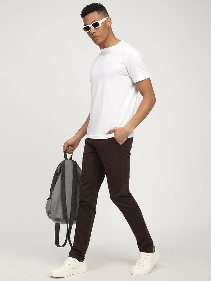 Men Cotton Skinny Fit Flat Front Solid Trousers