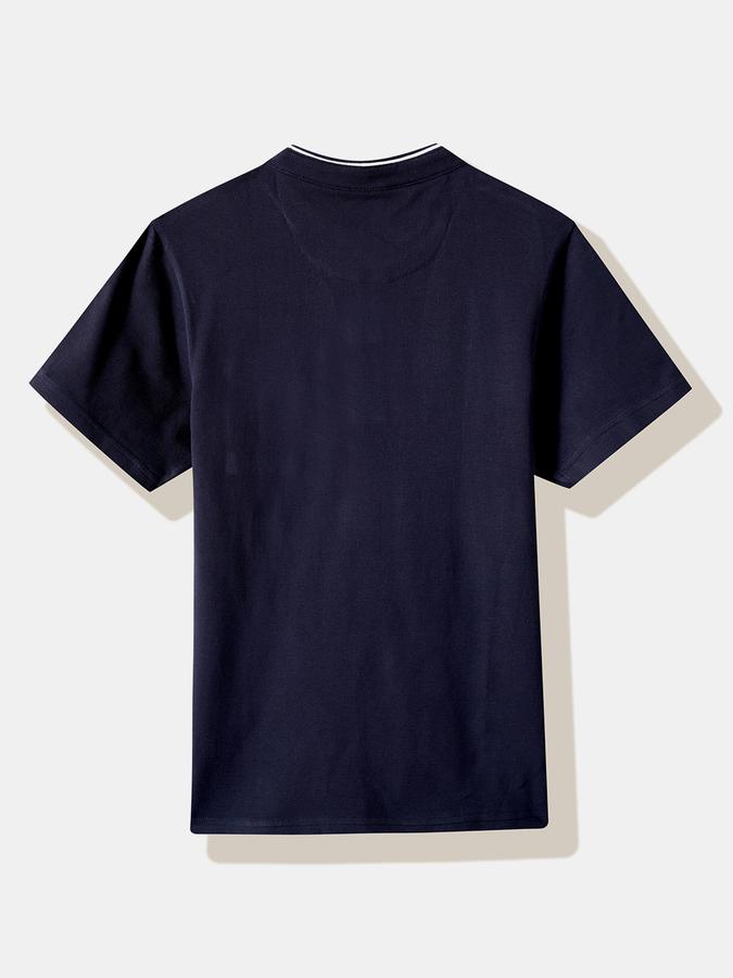 Boys Cotton Regular Fit Mandarin Collar Solid T-shirt