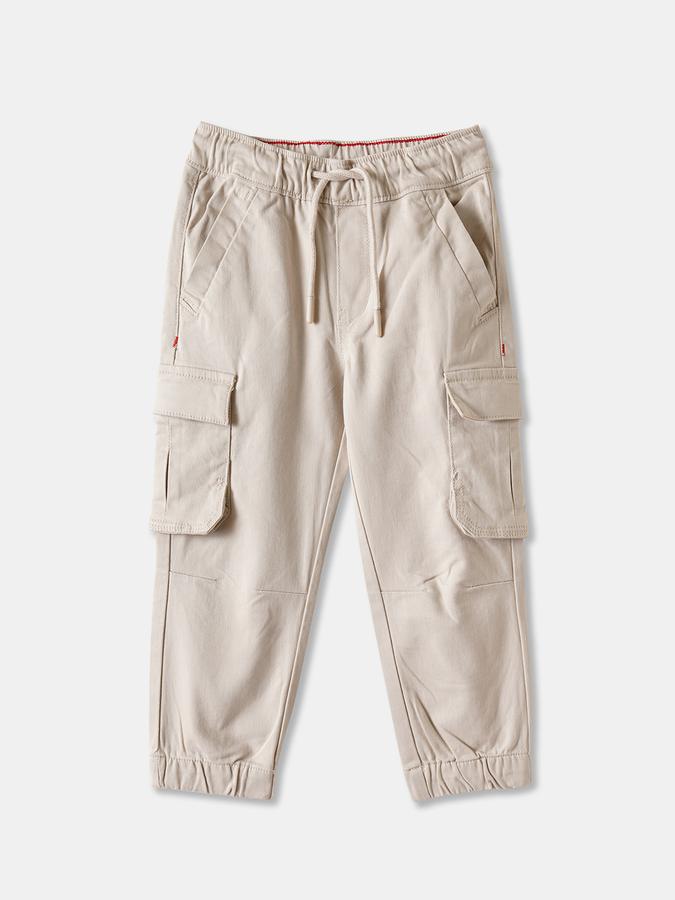 Boys Twill Regular Fit Drawstring Waist Cuffed Hem Trousers