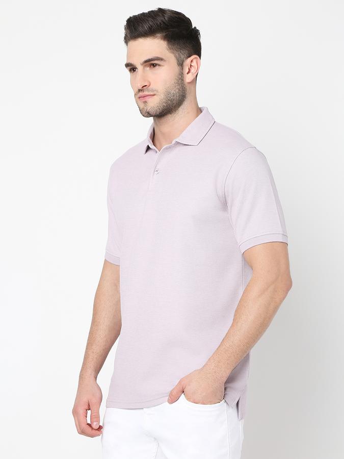 Men Cotton Blend Regular Fit Polo Neck Solid T-shirt