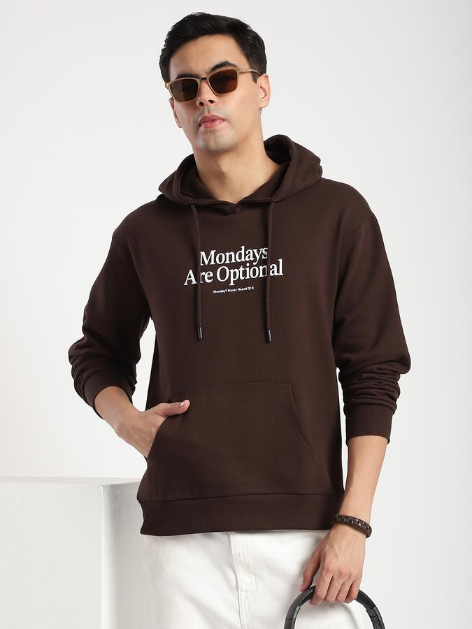 Men Fleece Regular Fit Hooded Graphic Sweatshirt