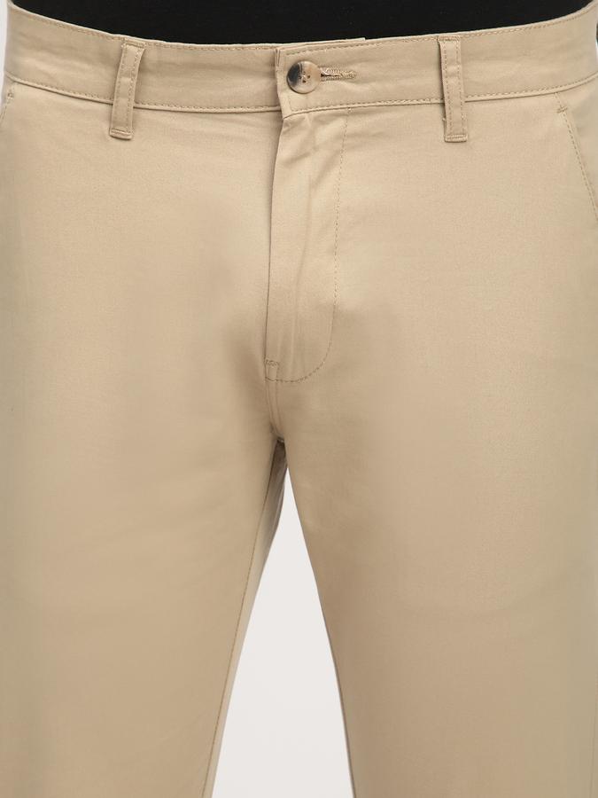 Men Cotton Skinny Fit Flat Front Solid Trousers