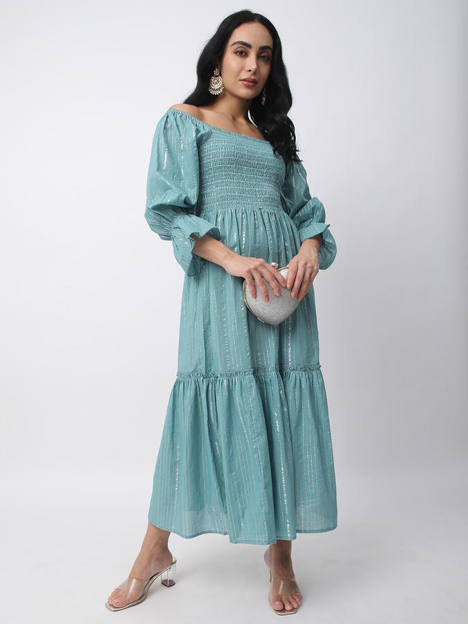 Women Cotton Striped Fit And Flare Ethnic Dress