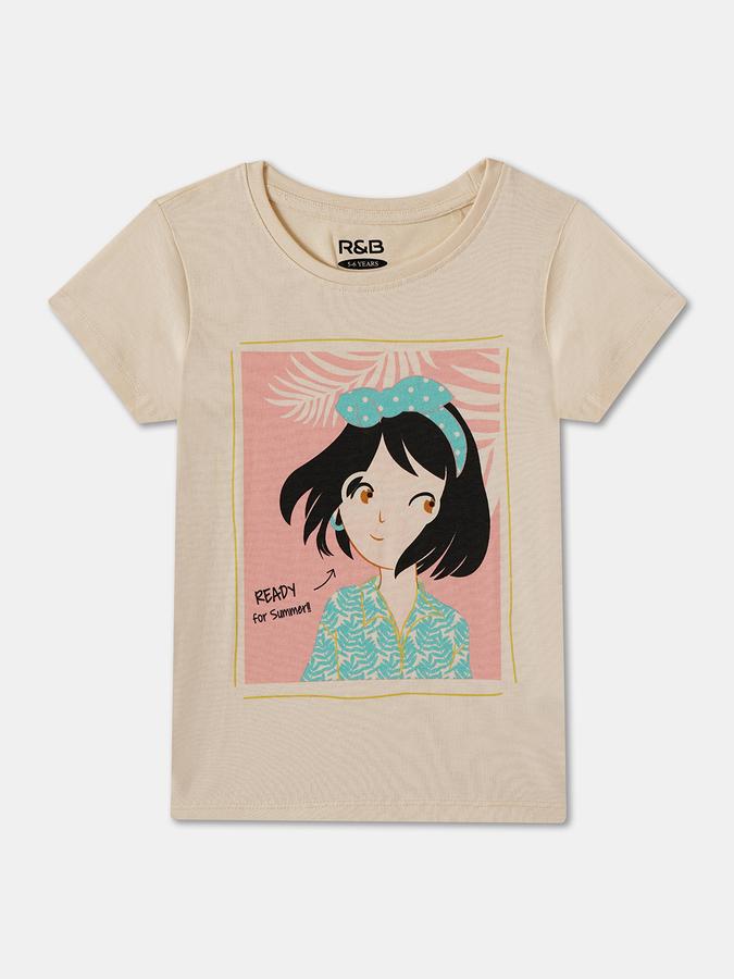 R&B Girls Graphic Print Pure Cotton Regular T Shirt