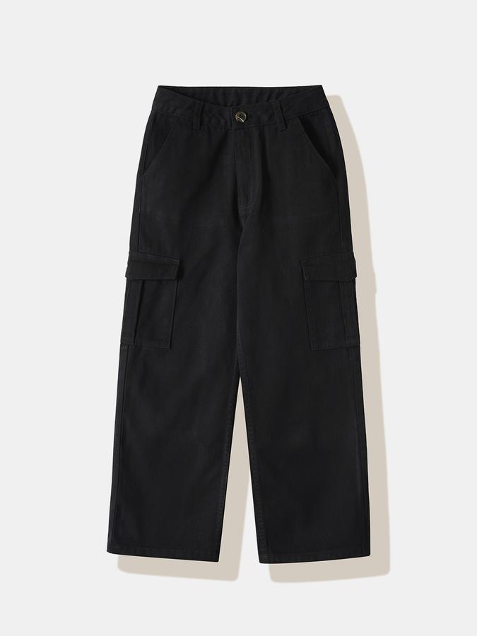 Girls Cotton Regular Fit Button Waist Pockets Pants