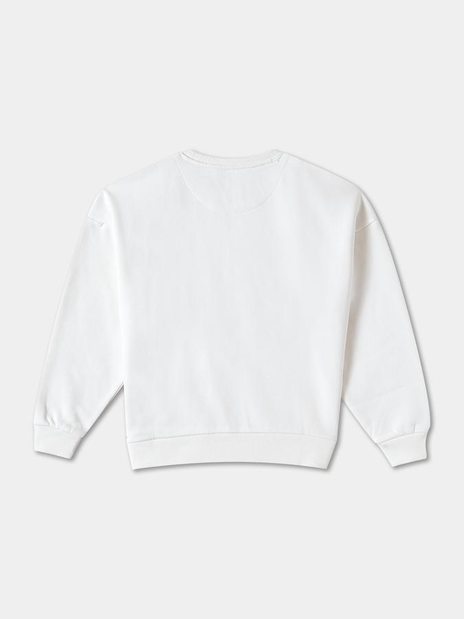 R&B Girls' White Printed Sweatshirt