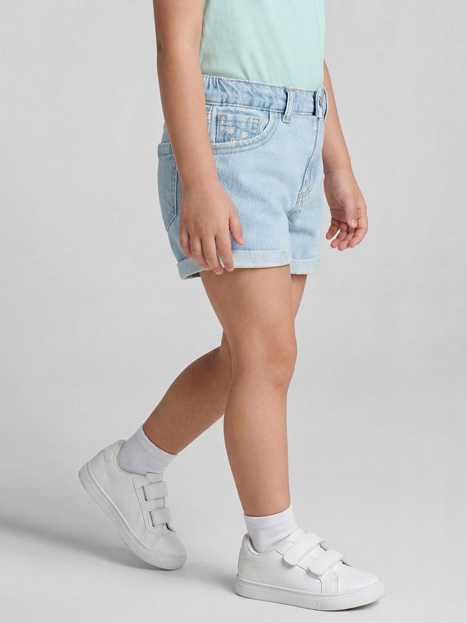 R&B Blue Girls Above Knee Mid-Rise Regular Fit Shorts