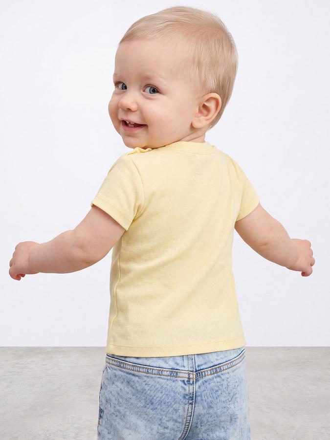 R&B Boys Yellow Graphic Printed  Short Sleeves Pure Cotton T-shirt