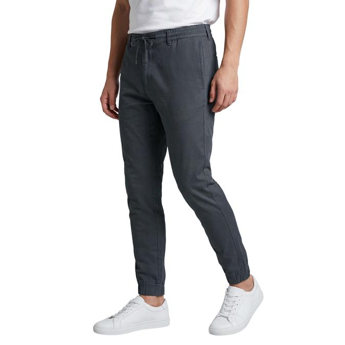 R&B Stone Grey Solid Men Regular Fit Trousers