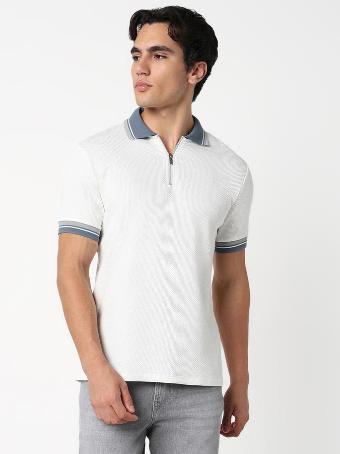 Self Design Men Peter Pan Collar T-Shirt image number 0