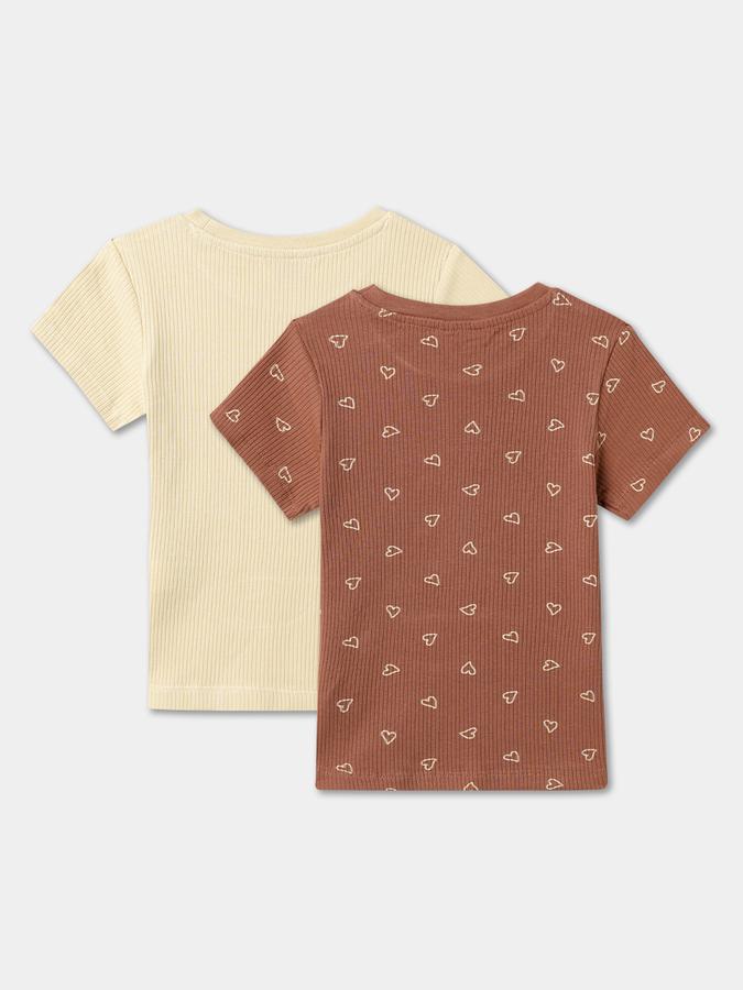 Girls Pure Cotton A-line Top Multicolor - Pack of 2 image number 1