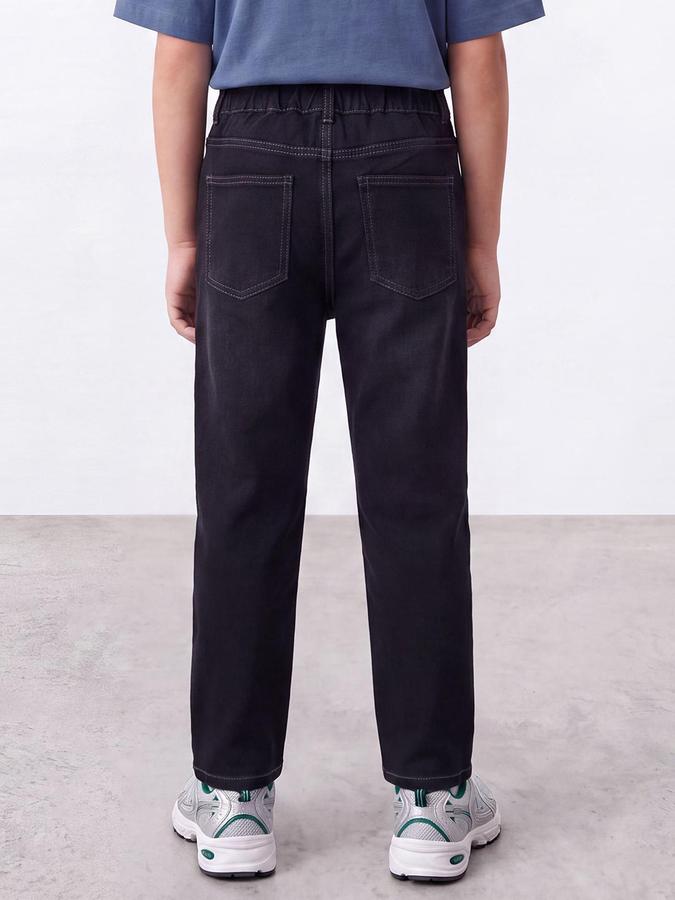 R&B Boys Black Solid Regular Fit Stretchable Jeans