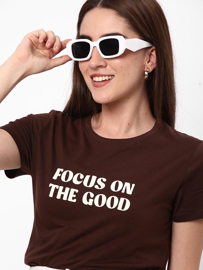 Women Typographic Print Crew-Neck T-Shirt image number 0