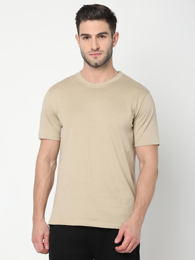 Men Cotton Regular Fit Crew Neck Solid T-shirt