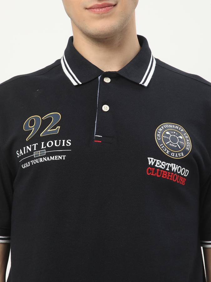 Men Typographic Print Regular Fit Polo T-Shirt image number 3