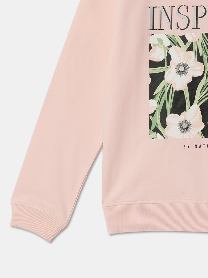 Girls Cotton Regular Fit Crew Neck Graphic Print Sweatshirt