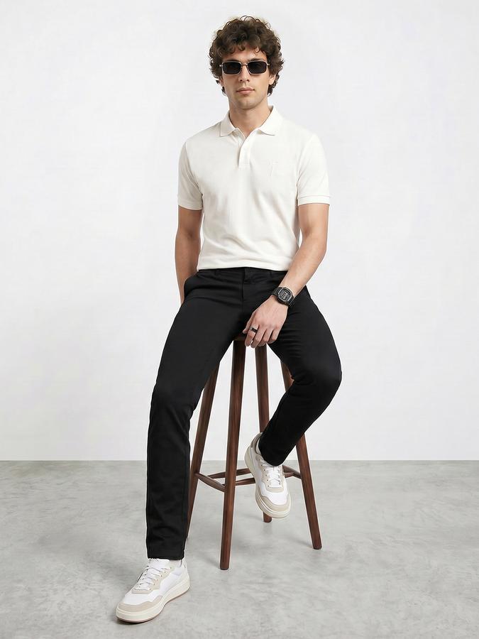 R&B Men's Black Slim Fit Trousers