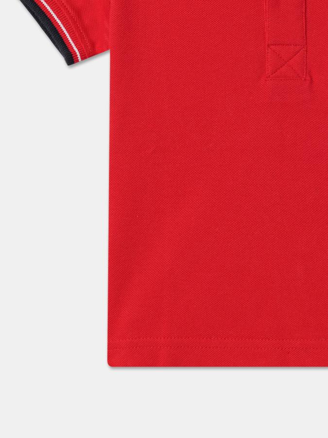 Boys Typographic Print Relaxed Fit Polo T-Shirt image number 3