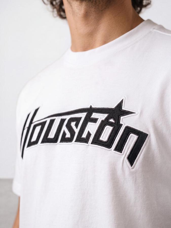 R&B Men White Short Sleeve Round Neck Typography Print T-Shirt