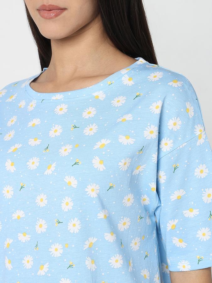 R&B Women Aqua Floral Print Pyjama Set