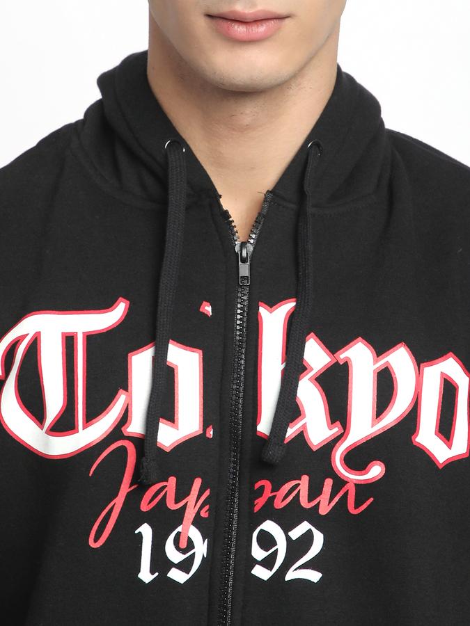 Men Fleece Regular Fit Hooded Zip Up Sweatshirt