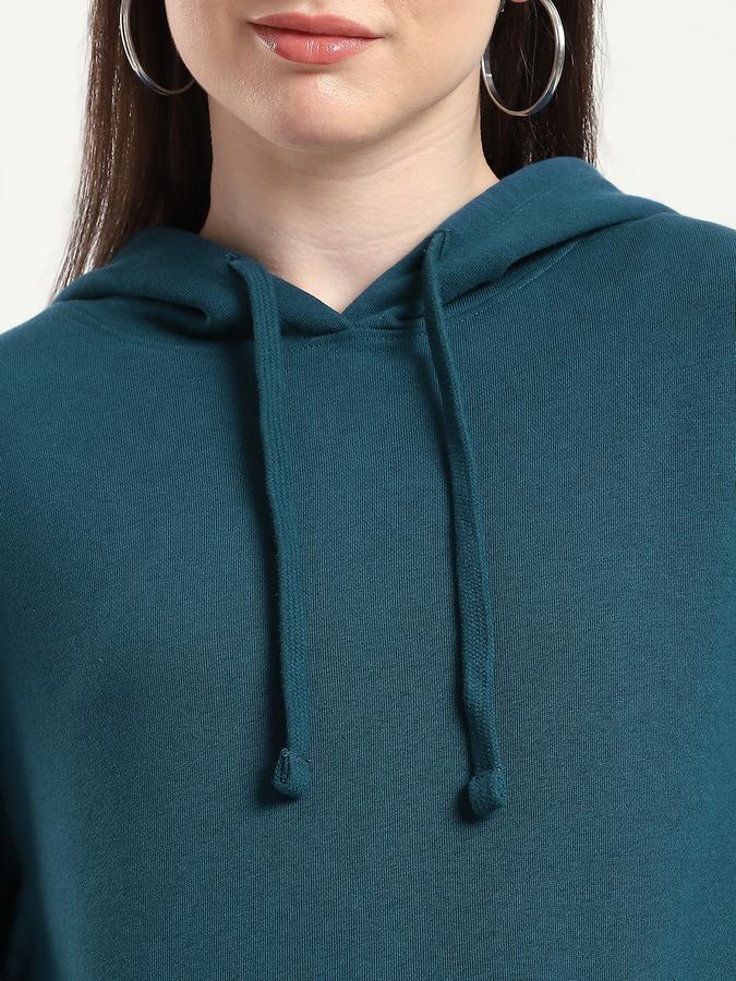 R&B Women Teal Solid Hoodie
