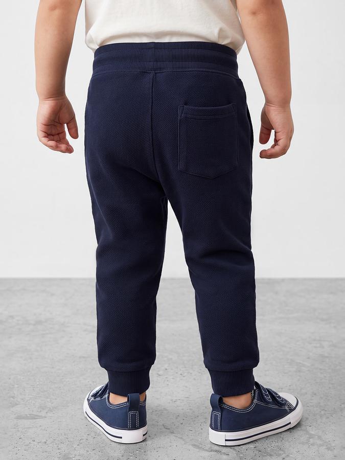 R&B Boys Navy Blue Printed Pure Cotton Mid Rise Joggers