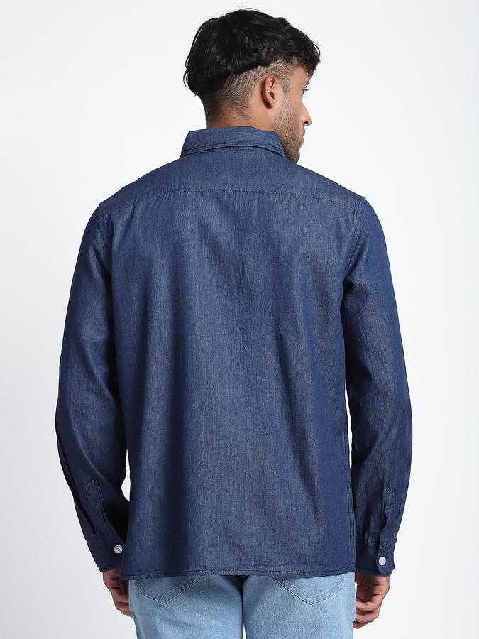 Men Cotton Regular Fit Point Collar Solid Shirt