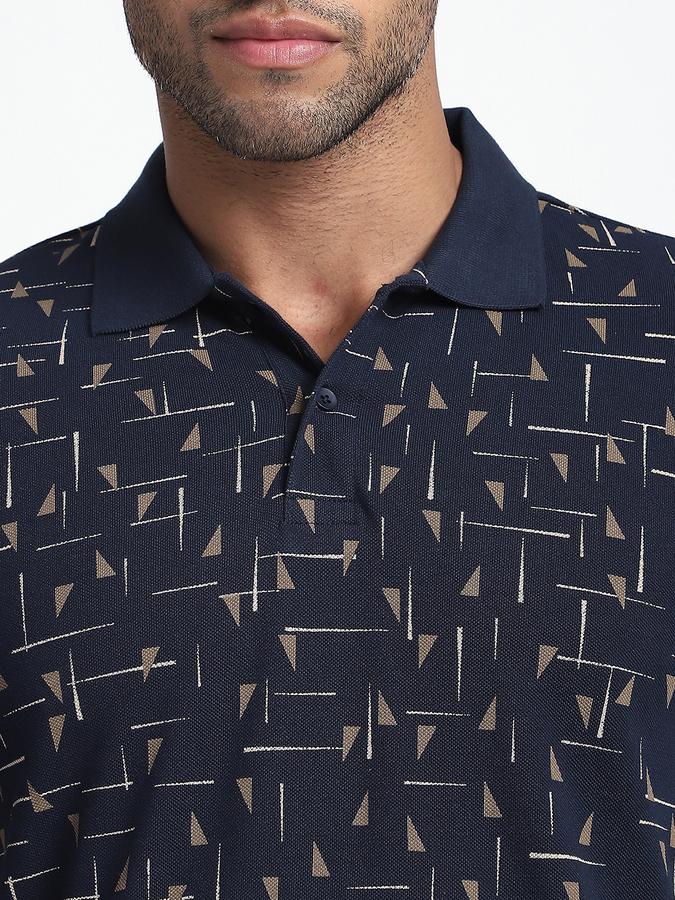 Men Cotton Regular Fit Polo Neck Graphic T-shirt
