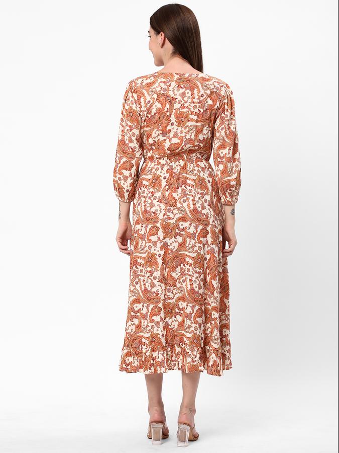 Women Floral Print V-Neck Dress image number 2