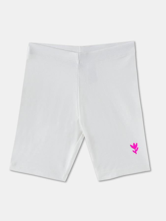 Girls Cotton Blend Mid Rise Elastic Waist Clean Hem Shorts