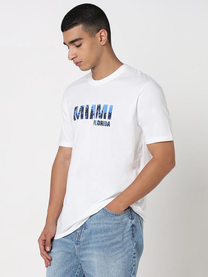 R&B Men's White Printed T-Shirt