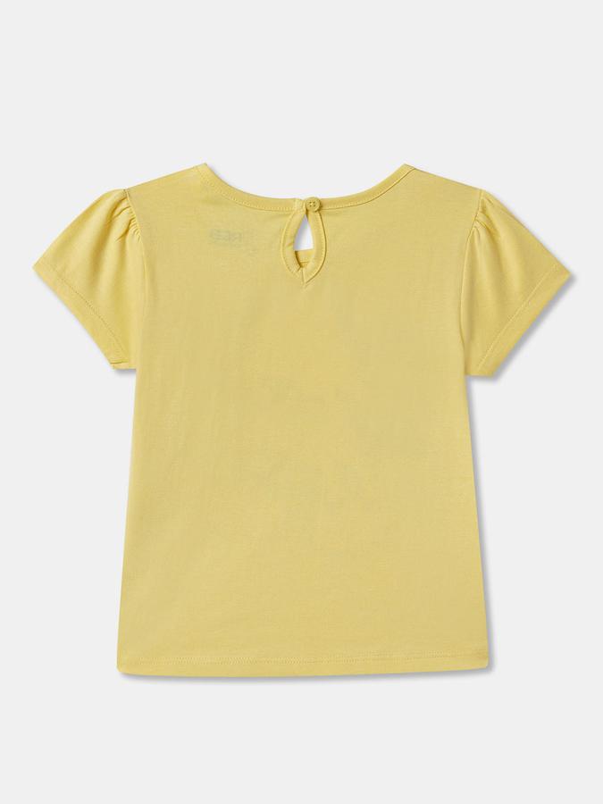 Girls Cotton Regular Fit Round Neck Graphic T-shirt