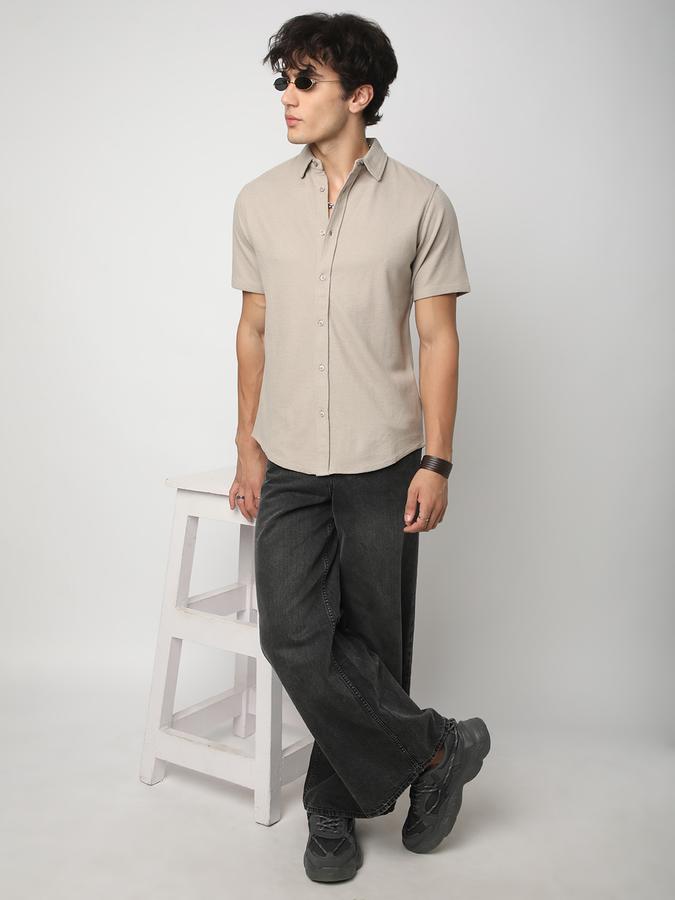 Men Cotton Blend Regular Fit Shirt Collar Solid Shirt