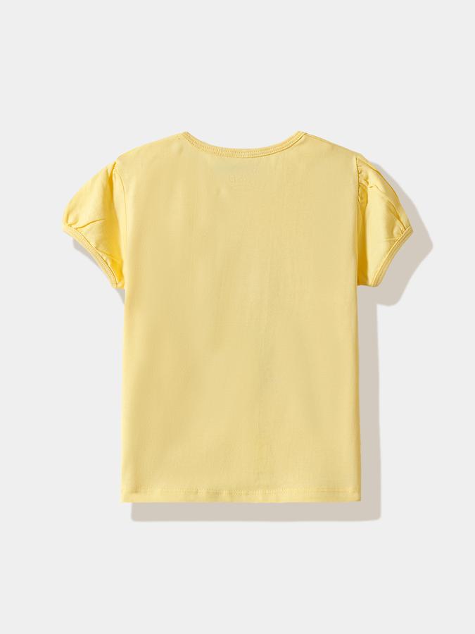 Girls Cotton Regular Fit Crew Neck Graphic T-shirt