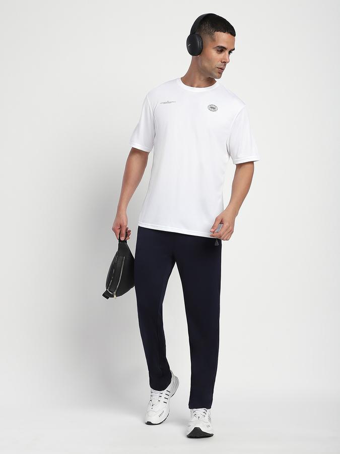 Men Polyester Regular Fit Crew Neck Typographic T-shirt