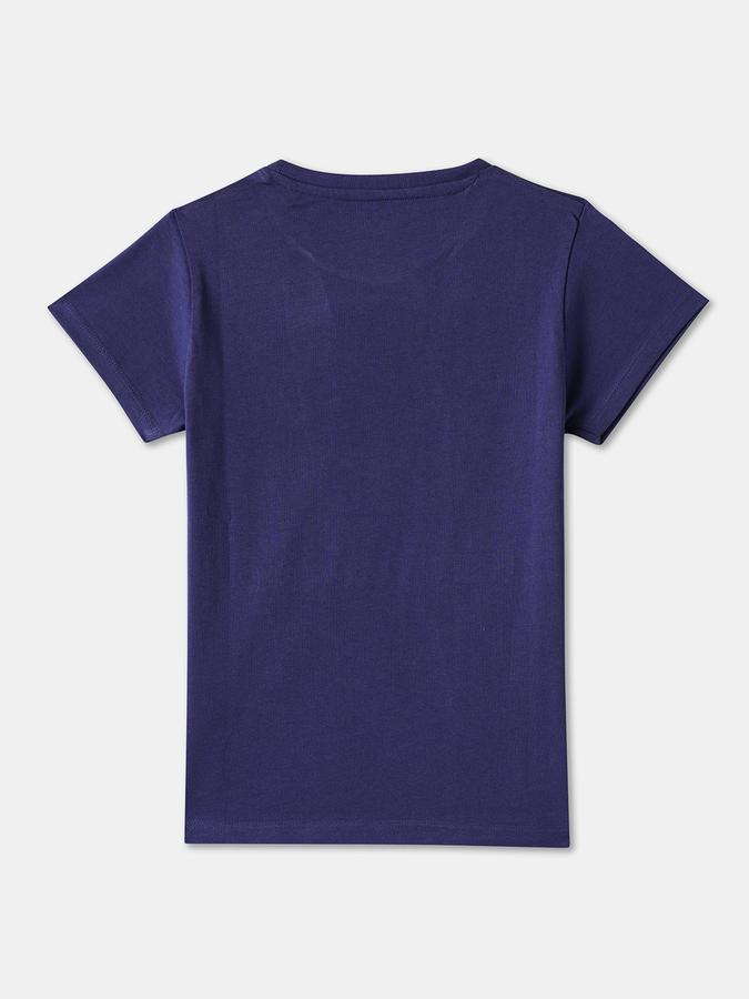 Girls Cotton Regular Fit Crew Neck Graphic T-shirt