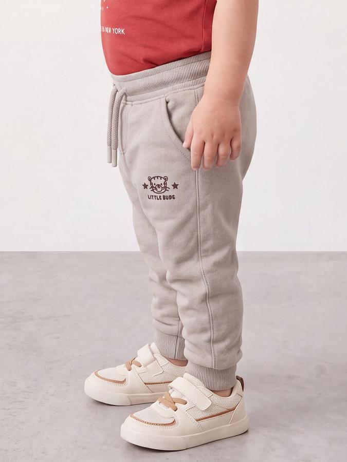 R&B Boys Beige Graphic Print Elasticated waist Jogger Pant 