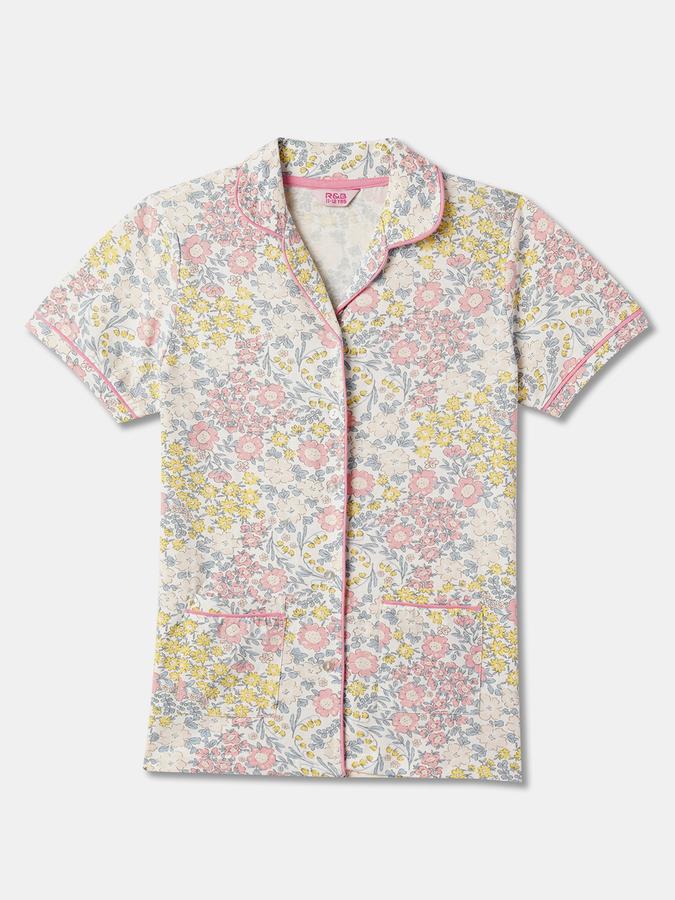 Girls Floral Print Short Sleeve Top with Trousers Set