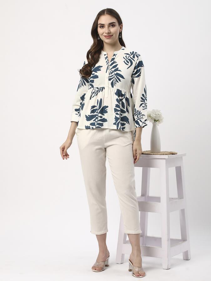 Women Rayon Regular Fit V-Neck Printed Ethnic Top