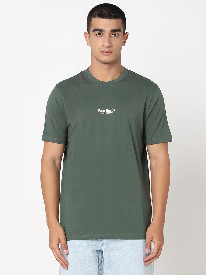 R&B Men's Pine Green Printed T-Shirt