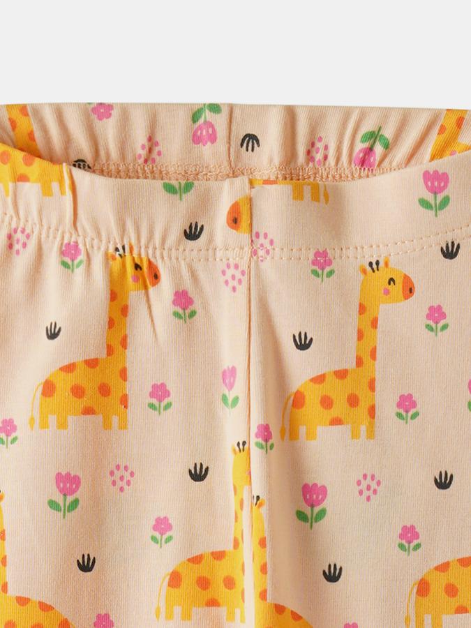 Girls Cotton Skinny Fit Elastic Waist Printed Leggings