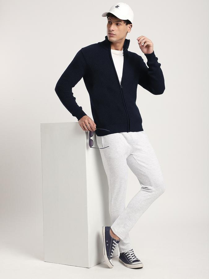 Men Polyester Regular Fit Mock Neck Ribbed Sweater