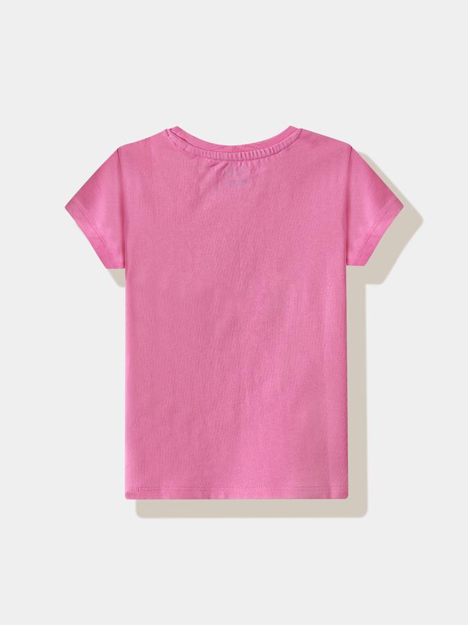 Girls Cotton Regular Fit Crew Neck Graphic T-shirt