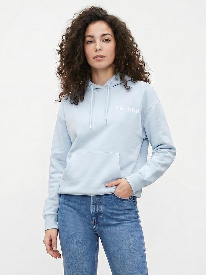 R&B Blue Cotton Printed Women Sweatshirts